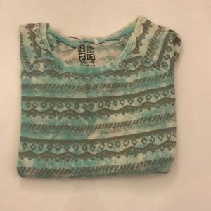 Teal and gray long sleeved shirt
